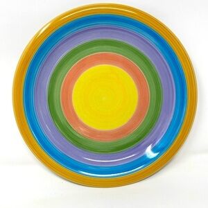 Round Serving Dinner Plate with Circular Color Detail